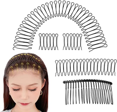 Haarafwerking Fixeerkammen - Styling Tool - Kapsel Fixeren - Onzichtbare U-vorm - 21 cm - Zwart