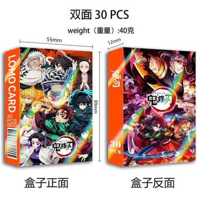 Perfecte Demon Slayer Dubbelzijdige Lomo Kaarten 30 Stuks in Doos Hoge Resolutie Anime Bladwijzers Verzamelaarskaarten Set Voor Anime Liefhebbers black