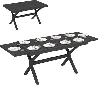 Outsunny uitschuifbare eettafel voor buiten - Aluminium, staal - 214 x 85 x 73 cm - Donkergrijs