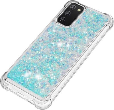 Hoesje Geschikt Voor Samsung Galaxy A02S hoesje glitter backcover – Blauw – oTronica