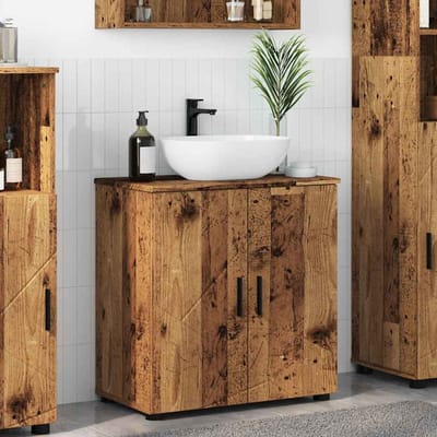 vidaXL - Badkamerkast - Oud - Hout - 61 - x - 35 - x - 64 - cm - Bewerkt - hout, - Metaal