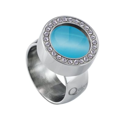 Quiges RVS Schroefsysteem Zirkonia Ring Zilverkleurig 16mm met Verwisselbare 12mm Mini Munt - SLSRS48716