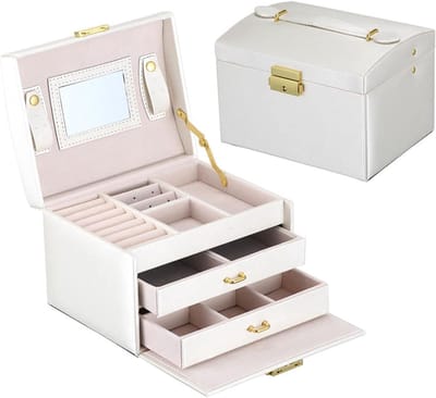 Sieradendoos Organizer - Juweelopberger Lade - Sieraden Opbergen - Meerdere Compartimenten - 17.5cm Breed - Wit