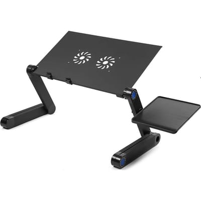 LuxeBass Verstelbaar Laptoptafel | Laptopstandaard met Muismat en Koeling ventilator | LB419