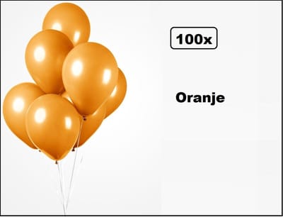 100x Ballonnen oranje 27cm - Carnaval thema feest party oud en nieuw festival