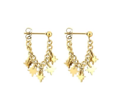 earrings with stars gold - oorbellen met sterretjes - oorstekers - cadeau - stainless steel - waterproof - kado idee moeder dochter