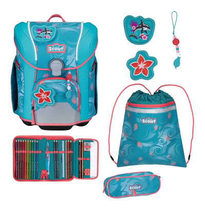 Scout schooltas Safety Light Micro Set 4-delig Aloha Lichtblauw