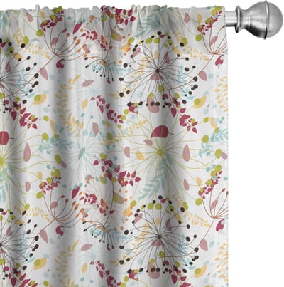 ABAKUHAUS Bloemen gordijnen – 2x75x175 cm – Mikrofaser