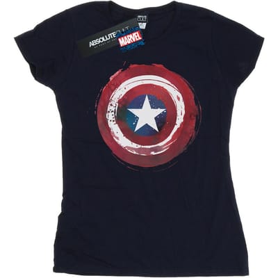Marvel Dames/Dames Captain America Splatter Shield Katoenen T-Shirt (Marineblauw)