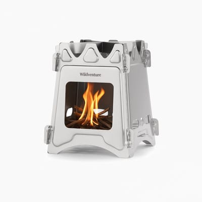 Wildventure Mini Houtkachel – Inklapbaar Camping Kooktoestel – Roestvrij Staal – Draagbare Wood Stove voor Outdoor & Kamperen – Incl. Draagtas