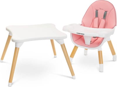 Caretero Tuva Kinderstoel Roze - Babystoel - Baby Eetstoel - Kinderstoeltje voor Peuter - Voor Kinderen van 6 Maanden tot 3-4 Jaar - Scandinavisch Design