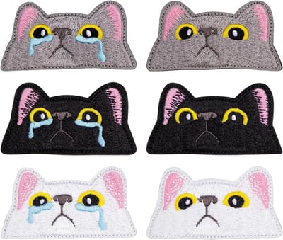 Dailygoods - 6 Stuks Geborduurde Kattengezicht Naaibare Patches - Verwijderbare Applicaties