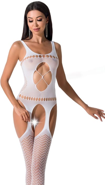 Passion - Woman Bs057 White Bodystocking One Size