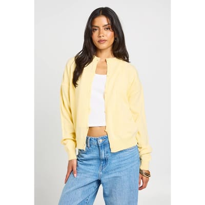 boohoo Dames Vest Met Ronde Hals En Knoopsluiting | Citroen | Maat: Small