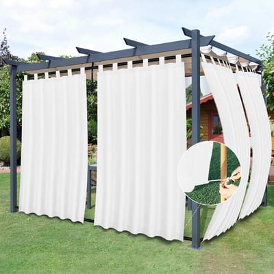 Qelus Oxford Buitengordijn Waterdicht - Outdoor Gordijn met Lussen & Roedezak - Winddicht Balkongordijn Weerbestendig - 132x213cm - Wit - 1 Stuk