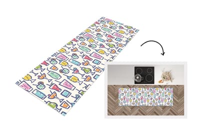Keukenloper - Loper keuken - Cocktail - Glas - Zomer - Patronen - 150x50 cm - Keukenloper vinyl