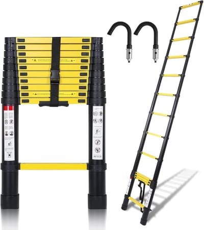 Telescoopladder - Vouwladder - Klussen en Onderhoud - Met 2 Haken - 32 Meter - Zwart