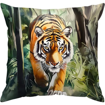 Housse de coussin Série Jungle Polyester Imprimé 45x45cm Housse de coussin d'appoint Housse décorative pour coussin de canapé Décoration de maison 45x45cm