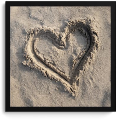 Poster in lijst - Fotolijst 40x40 cm - Posters - Hartvorm - Getekend - Beige - Zand - Posterlijst zwart - Decoratie - Wanddecoratie woonkamer - Muurdecoratie slaapkamer