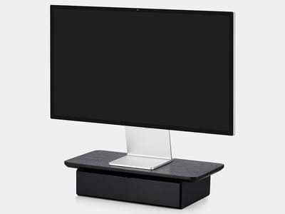 Oakywood Desk Shelf Mini Single Drawer Black Oak - Massief Zwart Eiken - Luxe Houten Monitorstandaard Beeldschermverhoging met 1 Lade
