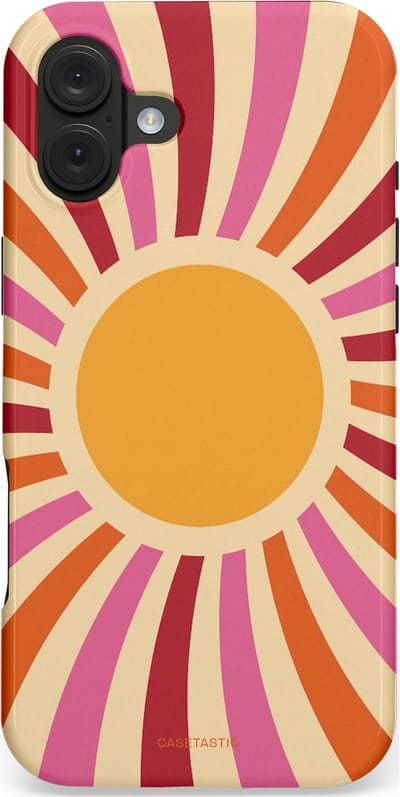 Casetastic hoesje geschikt voor Apple iPhone 16 Plus - MagSafe - Dubbellaagse bescherming - Retro licht - Fashion Case - Beige Terracotta Roze Bordeaux