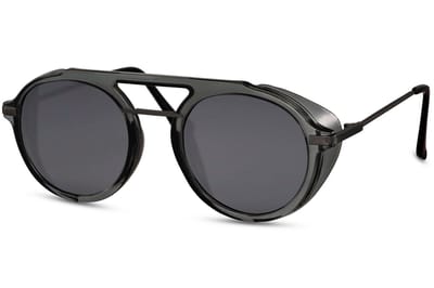 Famenta Futuristic - Zonnebril Heren - Zwart - Ronde Glazen - UV400 Bescherming