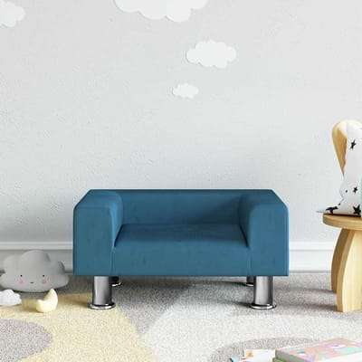 vidaXL - Kinderbank - 50x40x26,5 - cm - fluweel - blauw