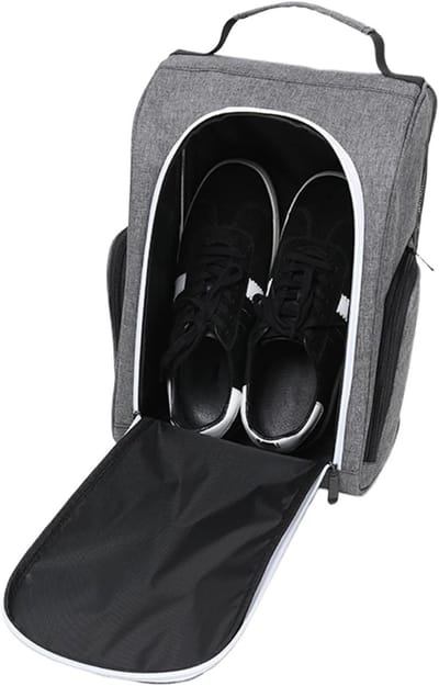 Sport Shoe Organizer Bag, Handled Golf Shoe Storage 9.45x5.91x14.17 inches, Waterproof Travel Pouch, Compact Footwear Carrier, for Women and Men, Weekend Trips and Dance Classes, Grey, Unisex