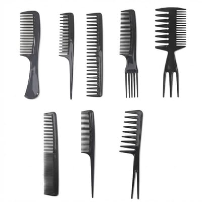 Zwart kam set – 8 delige kammen set voor dames en heren – antistatische kunststof haar kammen – brede en fijne tanden – styling kammen voor dagelijks gebruik
