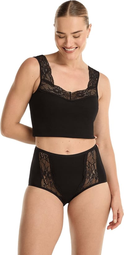 ten Cate Dames High waist lace 2-pack – Ondergoed voor dames – Maat S – 2-PACK – Zwart – Comfortabel Katoen Ondergoed – Ademend & Zacht – Voordeelverpakking