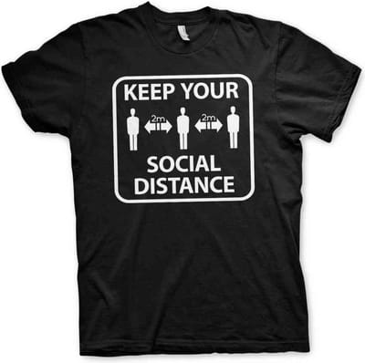 Heren Fun Tshirt -S- Keep Your Social Distance Zwart