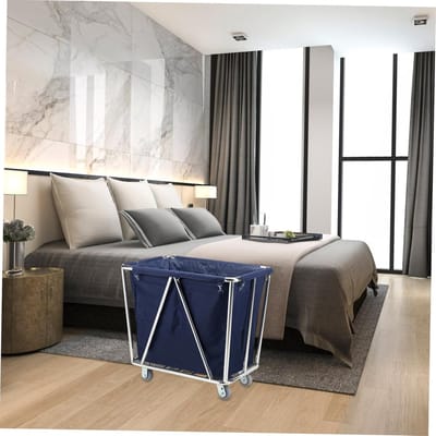 Schoonmaakkar Zak - Huishoudelijke Tas - Afval Inzamelen - Stevige Constructie - 63B x 58H cm - Donkerblauw