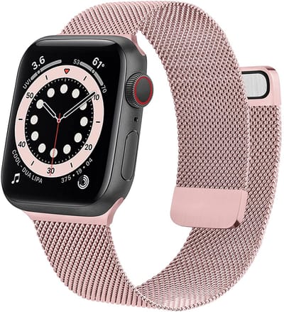 Geschikt voor Apple Watch 42mm / 41mm / 40mm / 38mm (Series 1/2/3/4/5/6/7/8/9/10/11/SE1/SE2/SE3) - Magnetische RVS Bandje Rosegoud