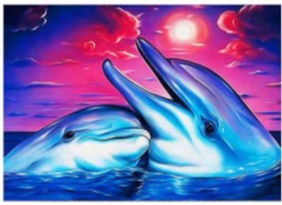 Goodli Diamond Painting - Dolfijnen bij Zonsondergang - voor Volwassenen en Kinderen - Diamant Painting Volledig Pakket - Ronde Steentjes - 30x30 cm - DIY 5D Diamanten