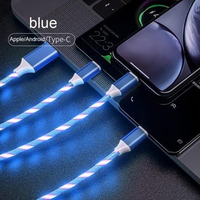 Blauw - 3-in-1 USB Micro- en Type C-kabel, lichtgewicht, Snel opladen, gegevensoverdracht, voor iPhone, Huawei, Xiaomi, Redmi, Samsung A51,