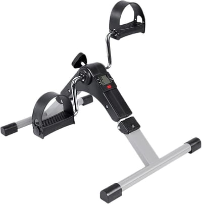 Mini Hometrainer - Beentrainer Tafelmodel - Zittend Trainen - Opvouwbaar Compact Design - 1 kg - Zilver-zwart