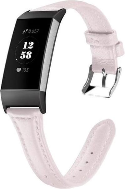 Leren bandje geschikt voor Fitbit Charge 3 - KELERINO. - Roze - Small