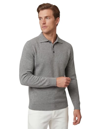 Polo lange mouwen Profuomo Grijs wol gebreid
