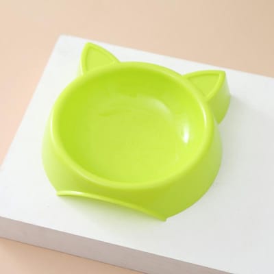 Gamelle pour animaux de compagnie en forme de visage de chat, grande capacité, couleur unie, pour nourriture et eau pour petits chiens vert