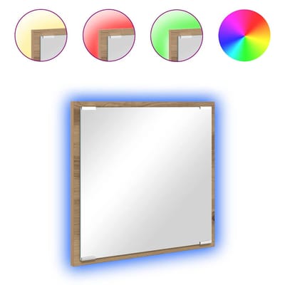 vidaXL - LED - Badkamerspiegel - Artisan - Eiken - 40 - x - 37 - x - 8.5 - cm - Bewerkt - hout