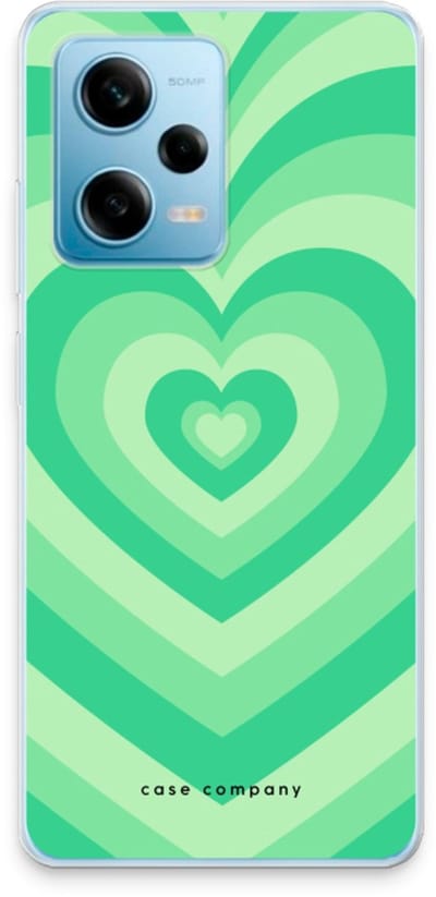 Case Company® - Hoesje geschikt voor Xiaomi Redmi Note 12 Pro 5G hoesje - Hart Groen - Soft Cover Telefoonhoesje - Bescherming aan alle Kanten en Schermrand