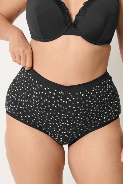 Yours 5Pack Zwarte Maxislips Met Kleine Vlinderprint En Hoge Taille Size 42-44