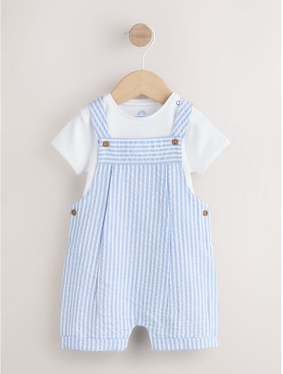 Next - Jongens - Set voor baby's geweven tuinbroek en rompertje - Blauw