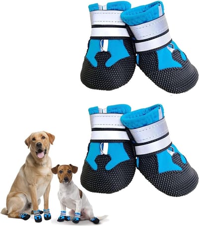 Schoenen, set van 4 hondenlaarzen voor gewonde poten, waterdichte antislip hondenschoenen om te wandelen, pootbeschermers met reflecterende bandjes voor kleine, middelgrote en grote