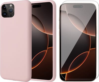 Hoesje geschikt voor iPhone 16 Pro - Screenprotector Glas - Matte Case Roze met Fluweelzachte Binnenzijde