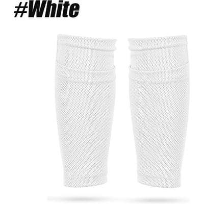 1 Paire de Socquettes Protège-tibias de Football pour Enfants Zone de la Jambe Support Fonctionnel Performance Manches de Compression Mollet de Football Avec Poche Peut Contenir des Protège-tibias M blanc