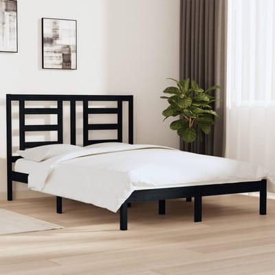 vidaXL - Bedframe - massief - grenenhout - zwart - 140x190 - cm