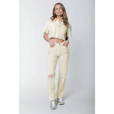 Colourful Rebel Jones Mid Rise Straight Leg Pants Lime Größe: XXS | Straight Jeans Outlet | Damen | Grün