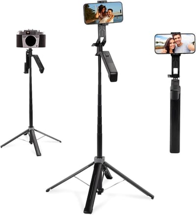 Universeel statief voor smartphones en camera's met ringlicht - 360° panorama, draadloze afstandsbediening, vlogging en reizen
