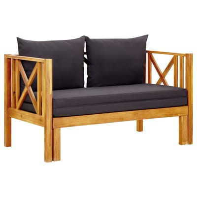 vidaXL - Tuinbank - 2-zits - met - kussens - 122 - cm - massief - acaciahout